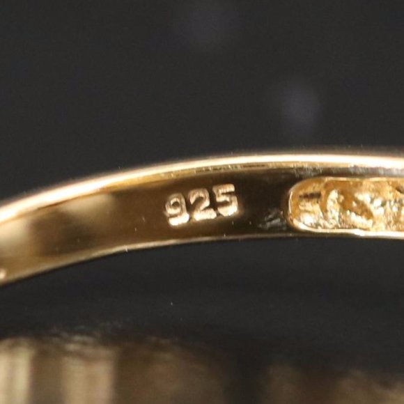 Gold Tone Sterling Silver Snowflake Obsidian Triangular Ring - Picture 8 of 8